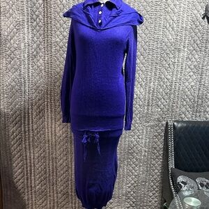 Elegant Purple Maxi Dress 100-% Cashmere 2 tones Purple.One of the kind unique.